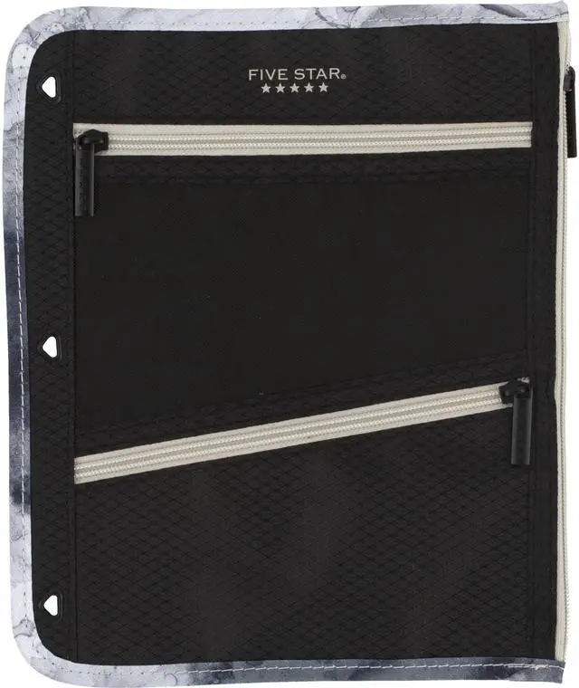 Main image of Pencil Pouch, Pen Case, 3-Pocket Zipper Pouch, Fits 3-Ring Binder, Storage Organizer for Classroom Supplies Earbuds Chargers Cables Makeup, Black/Grey (506420A-ECM)