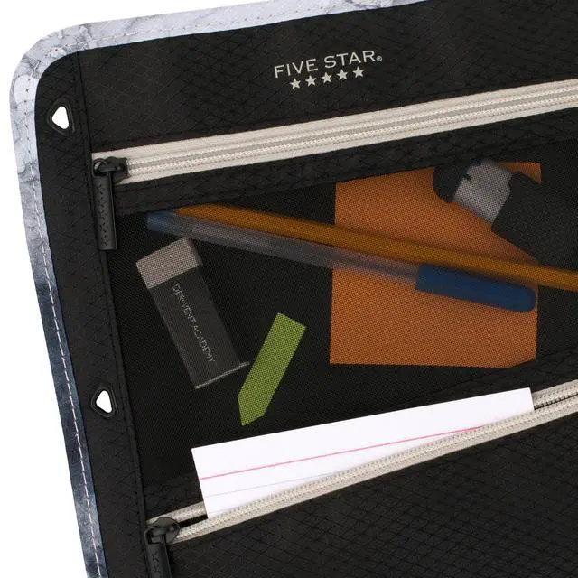 Alt view image 4 of 7 - Pencil Pouch, Pen Case, 3-Pocket Zipper Pouch, Fits 3-Ring Binder, Storage Organizer for Classroom Supplies Earbuds Chargers Cables Makeup, Black/Grey (506420A-ECM)
