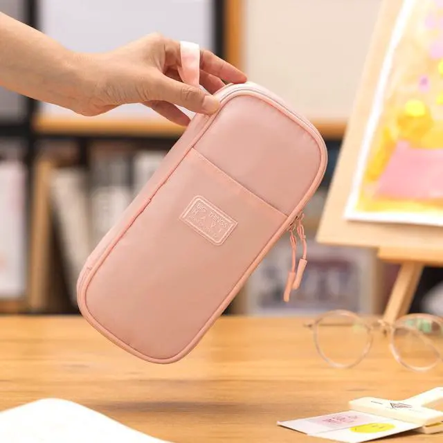 Alt view image 6 of 6 - Durable Pencil Case Big Storage Pen Pouch Bag for School Supplies Office College Teen Girls Adults, Pink