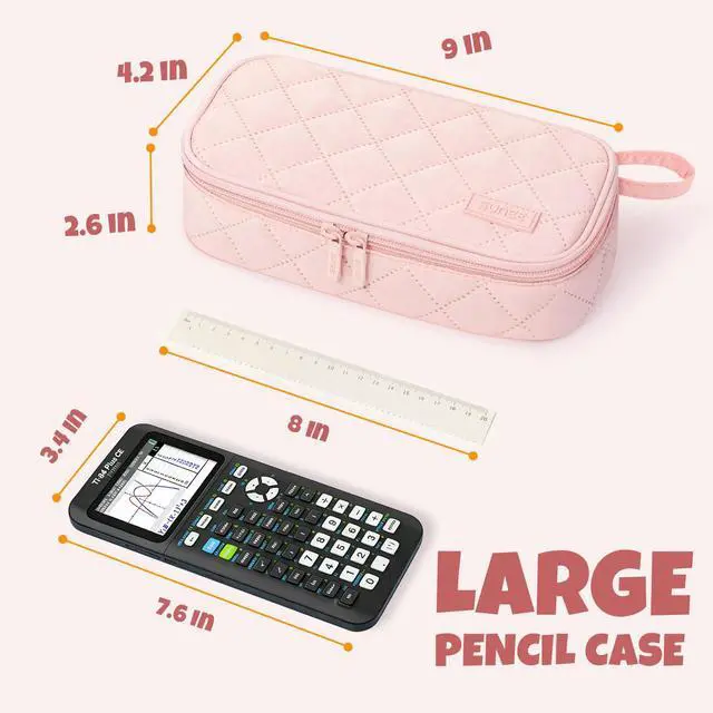 Alt view image 5 of 7 - Cute Pencil Case, Large Capacity Pencil Pouch Aesthetic Zipper Pencil Bag, Big Storage Pen Organizer for Stationery, Soft Quilted Pencil Box Back to School Supplies for Teen Girls Boys,Soft Pink