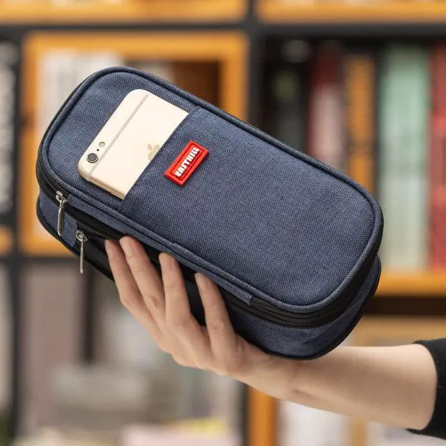 Alt view image 5 of 6 - Big Capacity Pencil Case Large Pencil Pouch Stationery Pen Bag for Teen Girls-Deep Blue