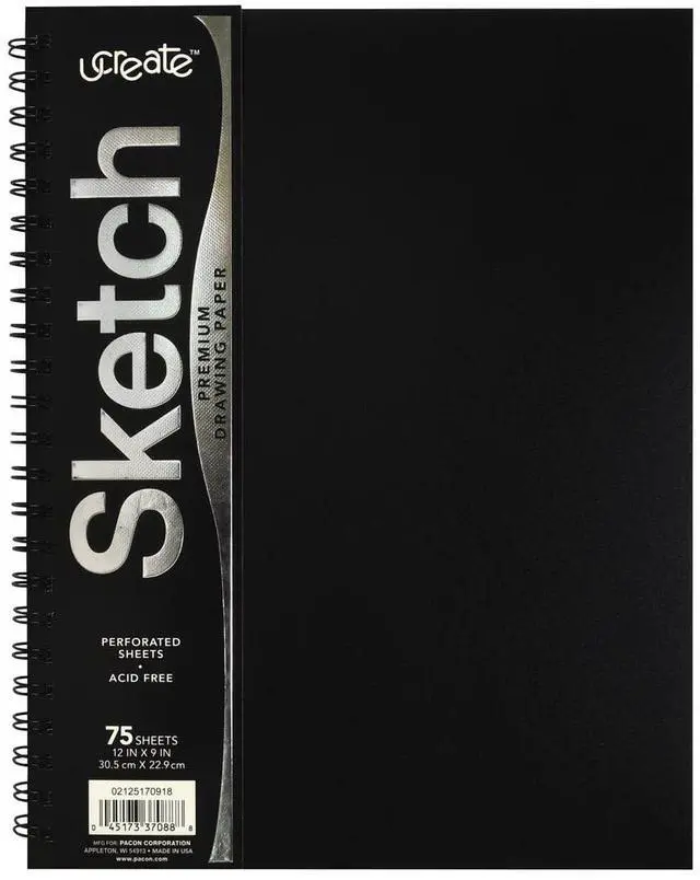 Main image of Poly Cover Sketch Book, Heavyweight, 6" x 9", Black, 75 Sheets