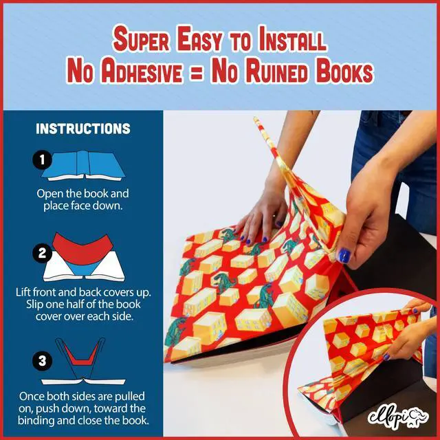 Alt view image 3 of 7 - Fun Design, Easy Apply Book Covers 3 Pack. Stretchable Jumbo Jackets Fits Most Hardcover Textbooks Up to 9 x 11. Adhesive-Free, Nylon Fabric Protectors. Washable and Reusable Student School Supply