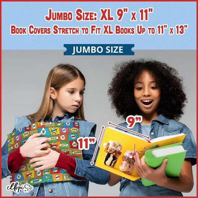 Alt view image 7 of 7 - Stretchable, Easy Apply Book Covers 6 Pack Solid Colors. Jumbo Jackets Fit Most Hardcover Textbooks Up to 9 x 11. Adhesive-Free, Nylon Fabric Protectors. Washable and Reusable Student School Supply
