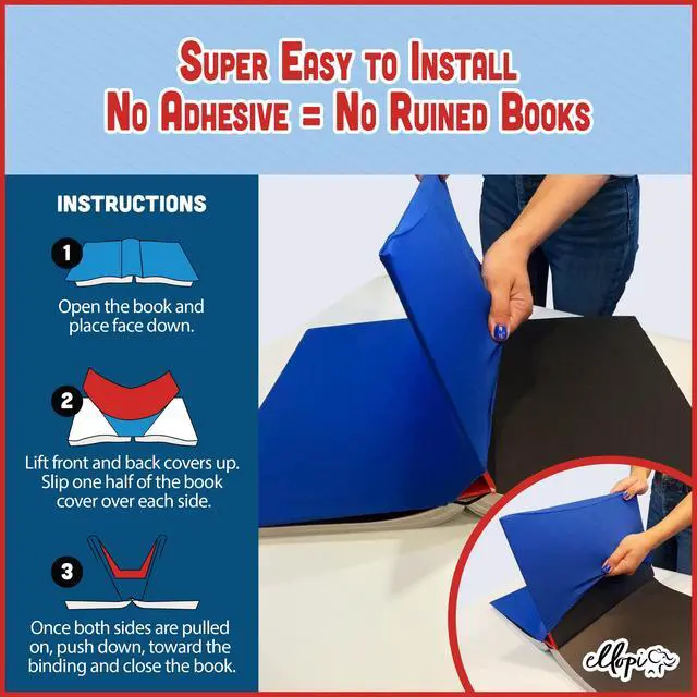 Alt view image 4 of 7 - Stretchable, Easy Apply Book Covers 6 Pack Solid Colors. Jumbo Jackets Fit Most Hardcover Textbooks Up to 9 x 11. Adhesive-Free, Nylon Fabric Protectors. Washable and Reusable Student School Supply
