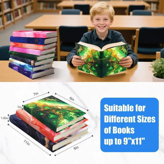 Alt view image 3 of 7 - 8 Pack Jumbo Book Covers, Stretchable Textbook Protector up to 9 x 11 in