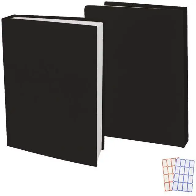 Main image of 2 Pack Stretchable Book Sleeve Covers, for Paperbacks Hardcover Textbooks up to 9" x 12", Office Supplies with Free Sticker Labels (2 Pack, Black)