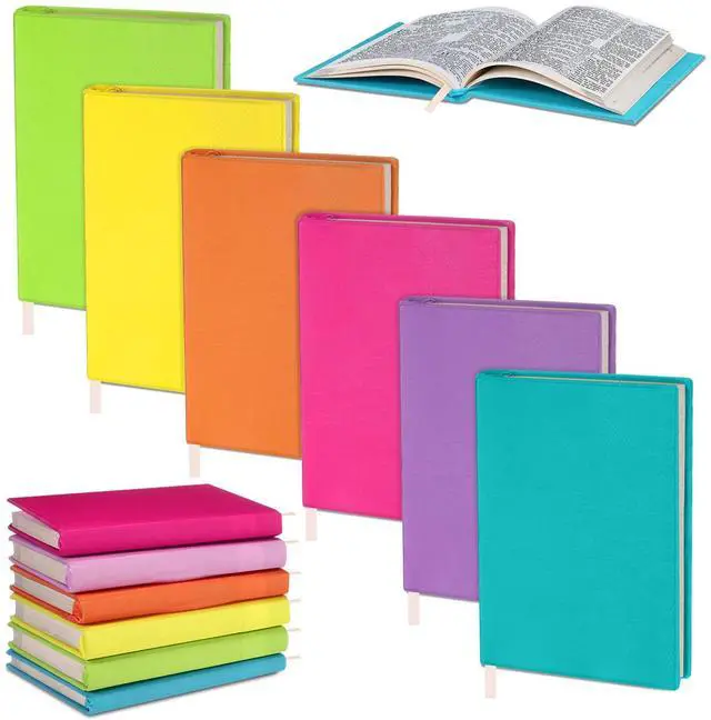 Main image of 6 Pack Stretchable Book Covers 6-9 Inch Colored Fabric Reusable Book Protector Sleeve for Hardcovers Textbook Protection Supplies(Neon Color)