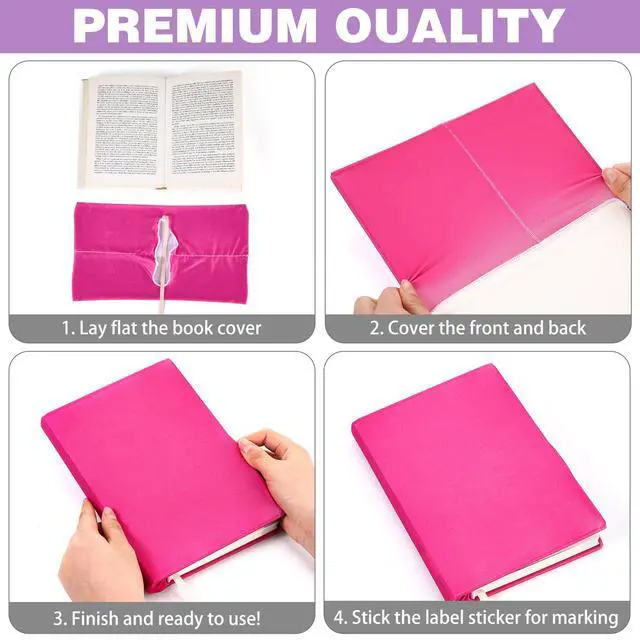 Alt view image 3 of 6 - 6 Pack Stretchable Book Covers 6-9 Inch Colored Fabric Reusable Book Protector Sleeve for Hardcovers Textbook Protection Supplies(Neon Color)