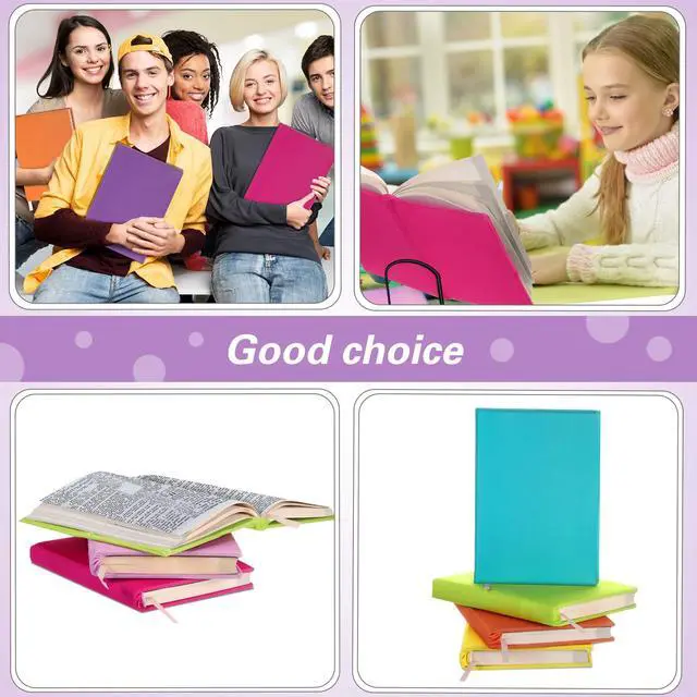 Alt view image 5 of 6 - 6 Pack Stretchable Book Covers 6-9 Inch Colored Fabric Reusable Book Protector Sleeve for Hardcovers Textbook Protection Supplies(Neon Color)