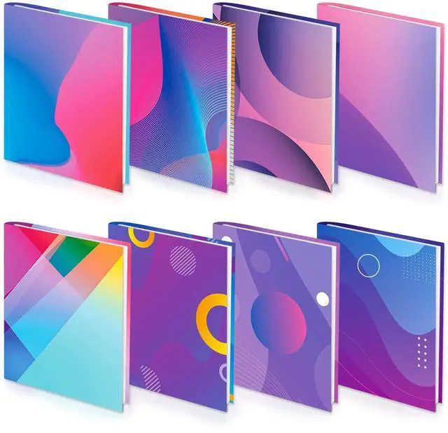 Main image of 8 Pack Nylon Stretchable Book Covers, Jumbo Book Sleeves for Textbook Hardcover Books up to 9 x 11 Inches, Reusable, Washable and Protective, Textbook Covers to School Supplies