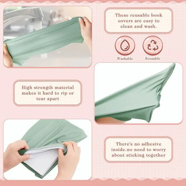 Alt view image 3 of 6 - 12 Pcs Jumbo Book Covers Stretchable Fabric School Book Protector Reusable Washable Cover Protector for Most Hardcover Textbooks(Stylish Colors,6 x 9 Inch)