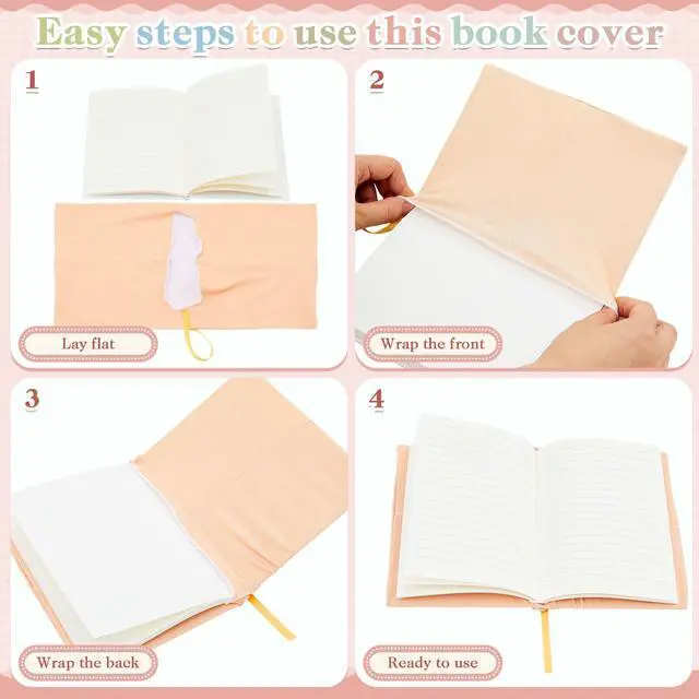 Alt view image 5 of 6 - 12 Pcs Jumbo Book Covers Stretchable Fabric School Book Protector Reusable Washable Cover Protector for Most Hardcover Textbooks(Stylish Colors,6 x 9 Inch)