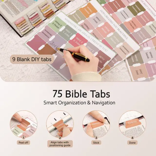 Alt view image 4 of 7 - Adjustable Bible Cover with 75 Bible Tabs - Bible Cover Case for Women
