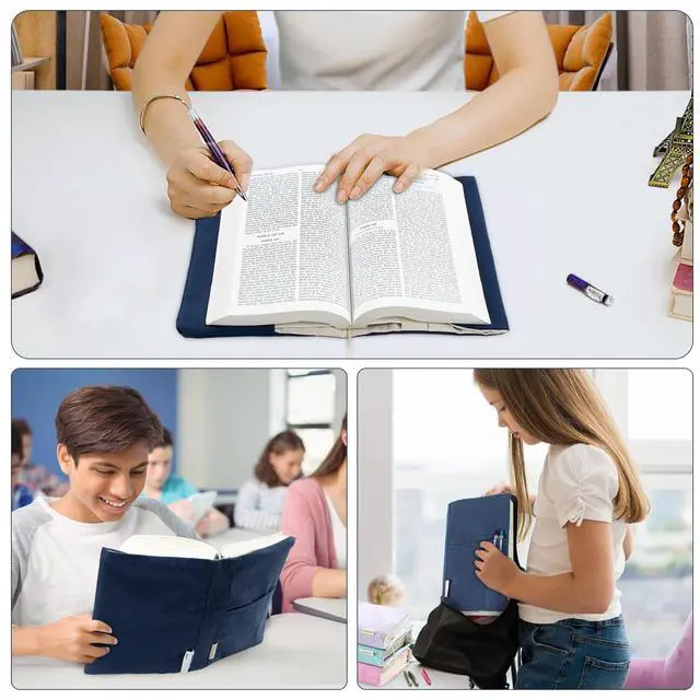 Alt view image 7 of 7 - Canvas Book Covers, Washable Book Protector, Book Cover for Paperback Novels, Adjustable Book Cover for Hardcover with Pockets for Pen, Soft Cover Books, Book Lovers Gifts