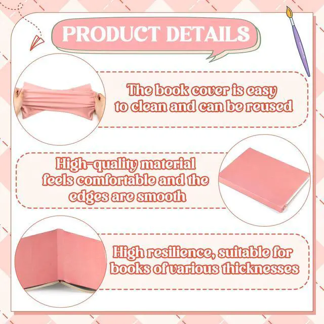 Alt view image 3 of 6 - 6 Pack Stretchable Book Covers 9 x 11 Inch Jumbo Book Covers Washable Reusable Aesthetic Protector Fabric for Hardcover Textbooks School Supplies(Pink Gradient)