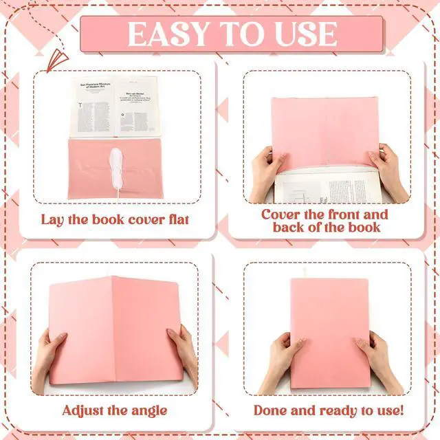 Alt view image 4 of 6 - 6 Pack Stretchable Book Covers 9 x 11 Inch Jumbo Book Covers Washable Reusable Aesthetic Protector Fabric for Hardcover Textbooks School Supplies(Pink Gradient)