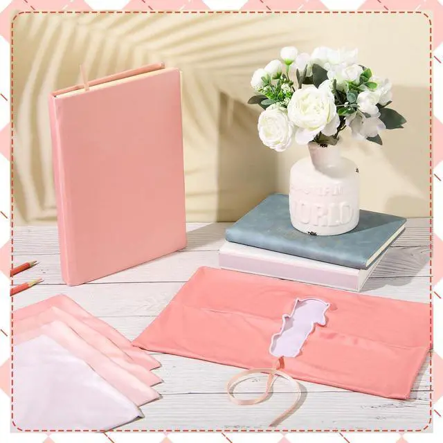 Alt view image 5 of 6 - 6 Pack Stretchable Book Covers 9 x 11 Inch Jumbo Book Covers Washable Reusable Aesthetic Protector Fabric for Hardcover Textbooks School Supplies(Pink Gradient)