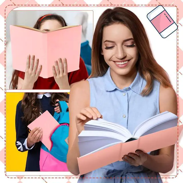 Alt view image 6 of 6 - 6 Pack Stretchable Book Covers 9 x 11 Inch Jumbo Book Covers Washable Reusable Aesthetic Protector Fabric for Hardcover Textbooks School Supplies(Pink Gradient)