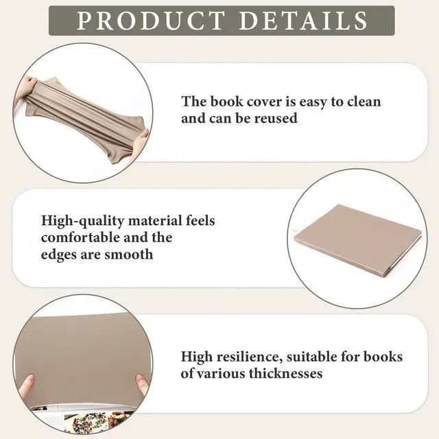 Alt view image 4 of 6 - 6 Pack Jumbo Book Covers 9 x 11 Inch Stretchable Book Cover Washable Reusable Aesthetic Protector Fabric for Hardcover Textbooks School Supplies(Solid Color)