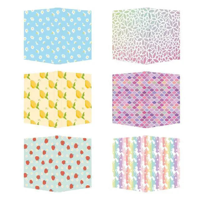 Alt view image 2 of 6 - Stretchable Fabric Book Cover for Hardcover, 6 Pack of Nylon Book Cloth - Jumbo Book Sleeve, Protector for Hardcover and Textbooks (Cute, 9.5" x 11")