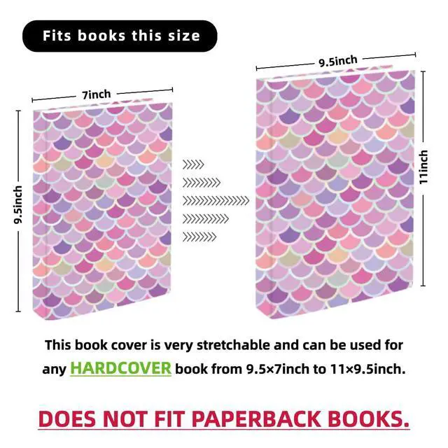Alt view image 4 of 6 - Stretchable Fabric Book Cover for Hardcover, 6 Pack of Nylon Book Cloth - Jumbo Book Sleeve, Protector for Hardcover and Textbooks (Cute, 9.5" x 11")