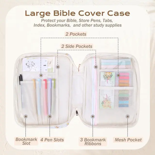 Alt view image 4 of 7 - Bible Cover Case for Women Bible Bag Journaling Kit w/Study Supplies