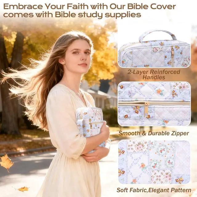 Alt view image 6 of 7 - Bible Cover Case for Women Bible Bag Journaling Kit w/Study Supplies