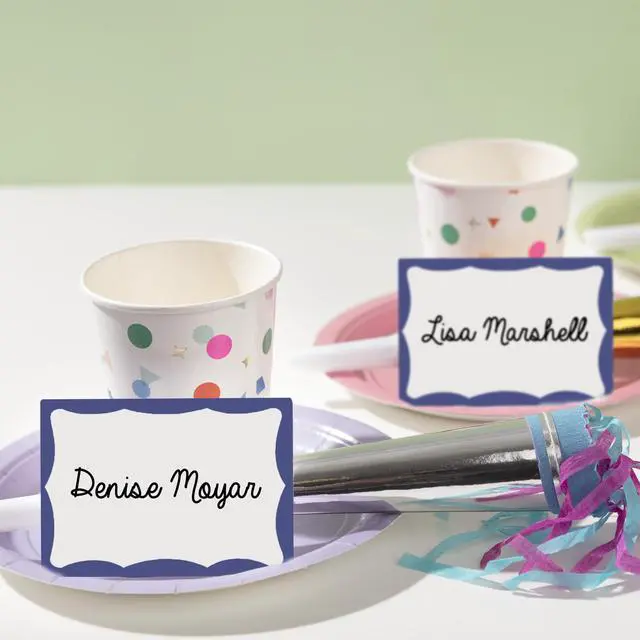 Alt view image 5 of 6 - Customizable Name Tags, 2-1/3" x 3-3/8", White with Blue Border, Removable Adhesive, 100 Name Badge Labels Total, Great for Meetings, Events, and More (05144)