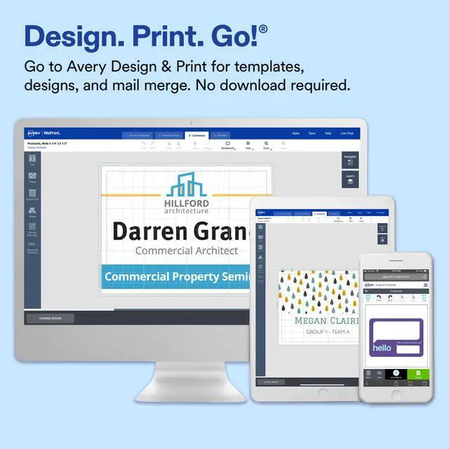 Alt view image 6 of 6 - Customizable Name Tags, 2-1/3" x 3-3/8", White with Blue Border, Removable Adhesive, 100 Name Badge Labels Total, Great for Meetings, Events, and More (05144)