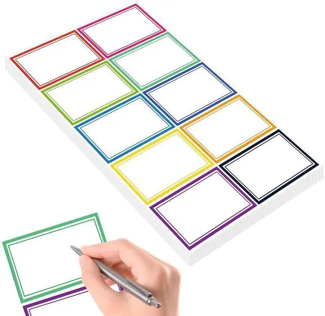 Main image of 550 Pcs Name Tags Stickers, 3.5x2.25 inch Blank Name Labels Stickers, 10 Colors Double-line Nametags Name Tag Sticker for Kids, Classroom, School, Office, Conferences, Locker, School Supplies