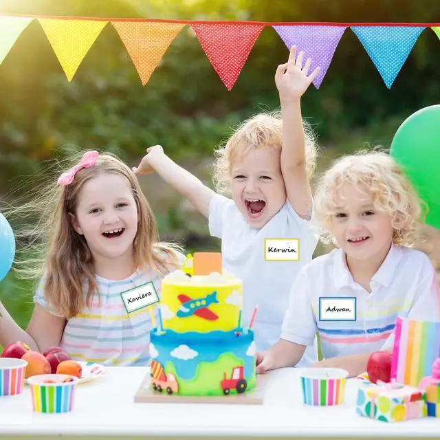 Alt view image 6 of 7 - 550 Pcs Name Tags Stickers, 3.5x2.25 inch Blank Name Labels Stickers, 10 Colors Double-line Nametags Name Tag Sticker for Kids, Classroom, School, Office, Conferences, Locker, School Supplies