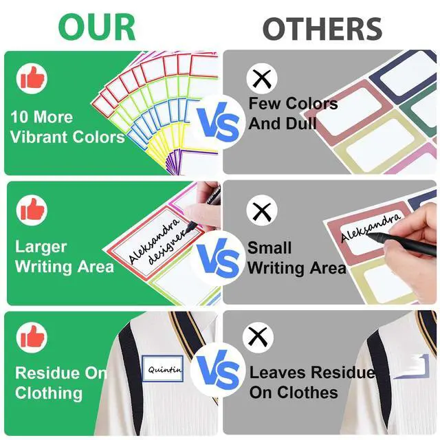 Alt view image 4 of 7 - 550 Pcs Name Tags Stickers, 3.5x2.25 inch Blank Name Labels Stickers, 10 Colors Double-line Nametags Name Tag Sticker for Kids, Classroom, School, Office, Conferences, Locker, School Supplies