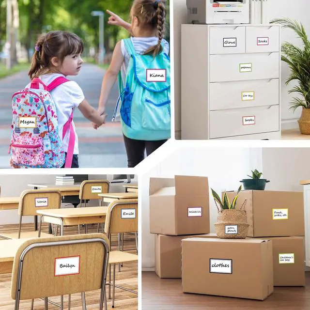 Alt view image 7 of 7 - 550 Pcs Name Tags Stickers, 3.5x2.25 inch Blank Name Labels Stickers, 10 Colors Double-line Nametags Name Tag Sticker for Kids, Classroom, School, Office, Conferences, Locker, School Supplies