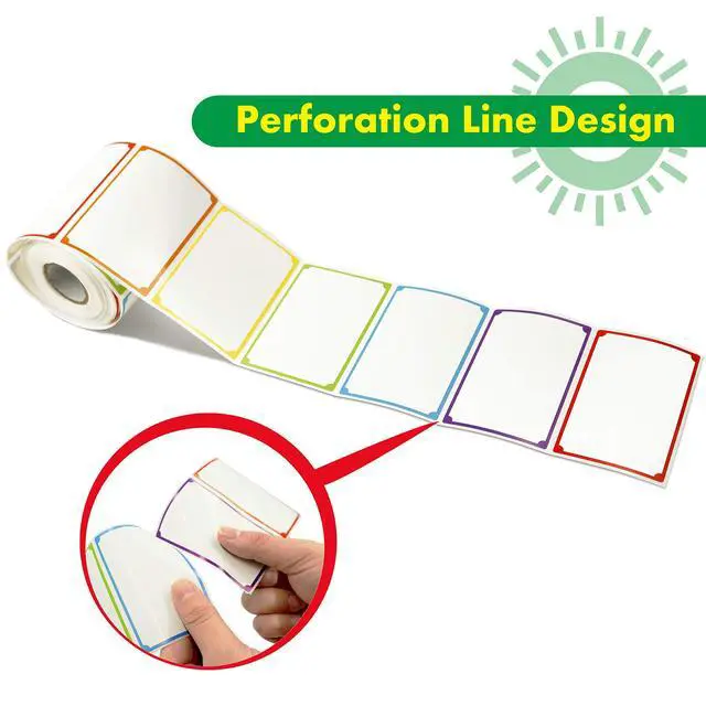 Alt view image 3 of 4 - 300pcs 6 Colors Plain Name tag Labels with Perforated Line for School Office Home (3.5"x2.2" Each)