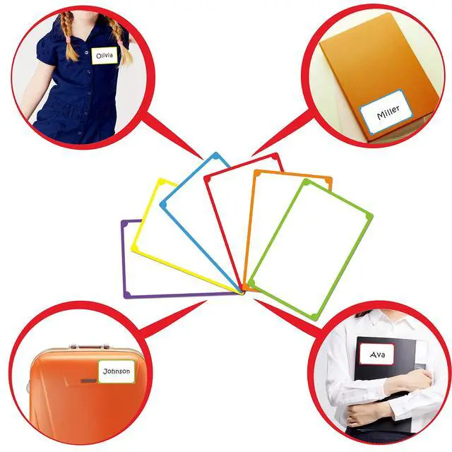 Alt view image 4 of 4 - 300pcs 6 Colors Plain Name tag Labels with Perforated Line for School Office Home (3.5"x2.2" Each)