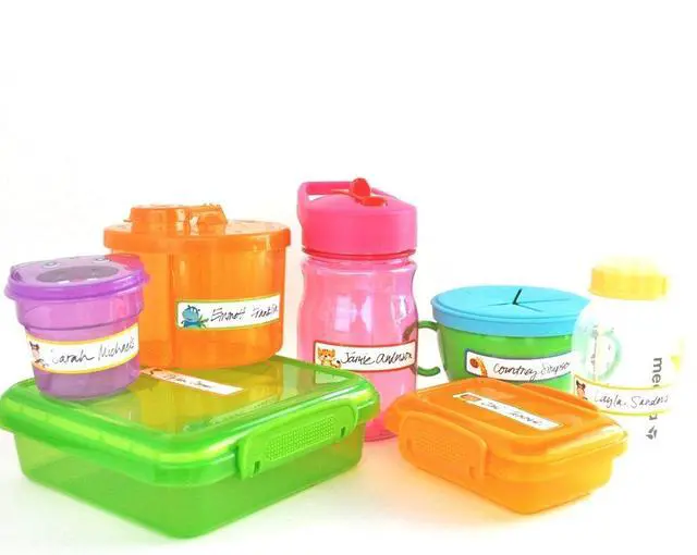Alt view image 4 of 7 - Bottle Labels, Write-On, Self-Laminating, Waterproof Kids Name Labels for Baby Bottles, Sippy Cup for Daycare School, Dishwasher Safe (Animal Friends), Made in The USA