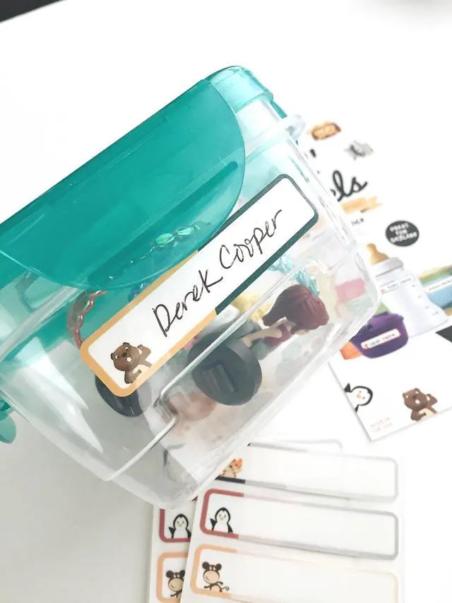 Alt view image 3 of 7 - Bottle Labels, Write-On, Self-Laminating, Waterproof Kids Name Labels for Baby Bottles, Sippy Cup for Daycare School, Dishwasher Safe (Animal Friends), Made in The USA