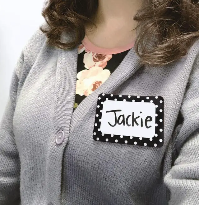 Alt view image 3 of 4 - Black Polka Dots Name Tags (TCR5538)