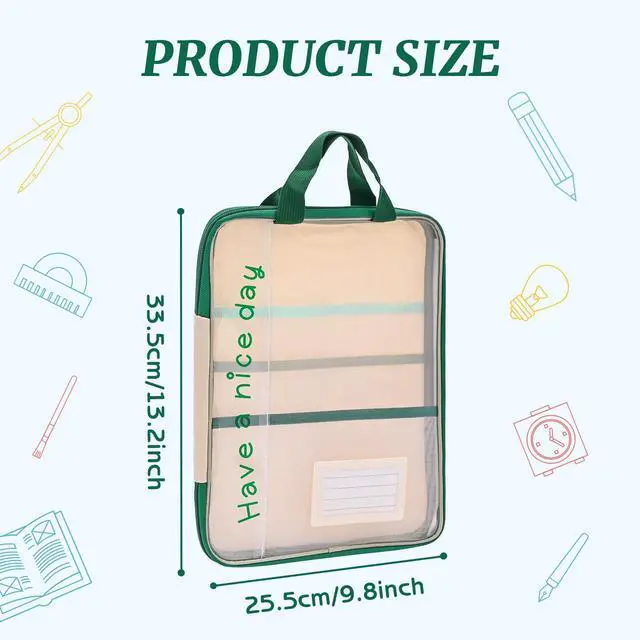 Alt view image 2 of 7 - A4 Mesh Zipper Pouch Bags, Multi-Layer File Folder (Deep Green)