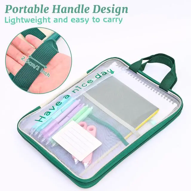 Alt view image 5 of 7 - A4 Mesh Zipper Pouch Bags, Multi-Layer File Folder (Bright Yellow)