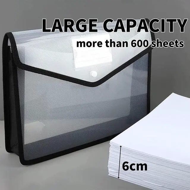 Alt view image 2 of 7 - Plastic File Folders Legal Size Expandable Document Folder with Snap Button Closure, A4 Expanding File Wallet Envelopes Pouch with Label Pocket, 2 Packs, Black