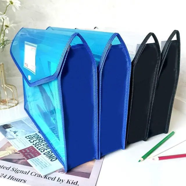 Alt view image 7 of 7 - Plastic File Folders Legal Size Expandable Document Folder with Snap Button Closure, A4 Expanding File Wallet Envelopes Pouch with Label Pocket, 2 Packs, Black