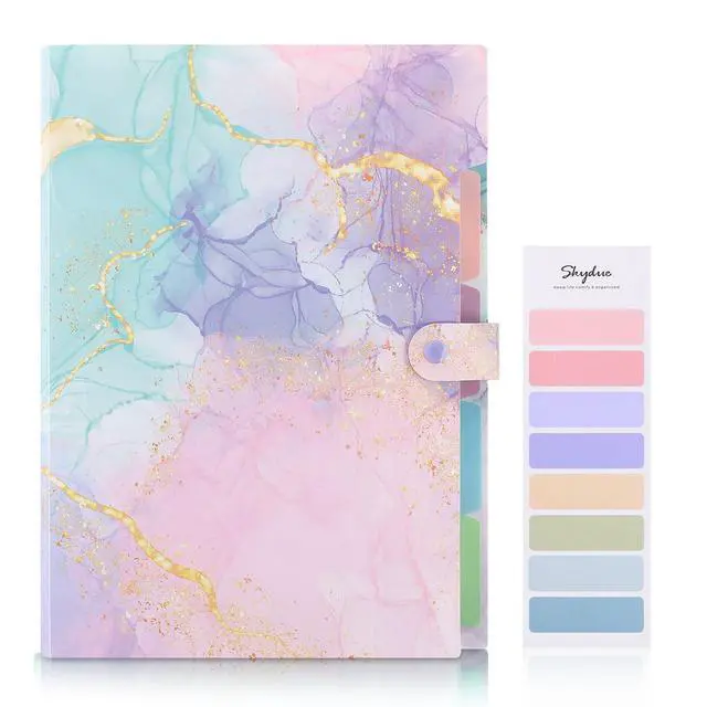 Alt view image 2 of 7 - Expanding File Folder with 5 Pockets, Cute Accordion File Organizer, Letter Size Filing Folder, Letter Size Folders for Documents, School Office Supplies Marble Pink