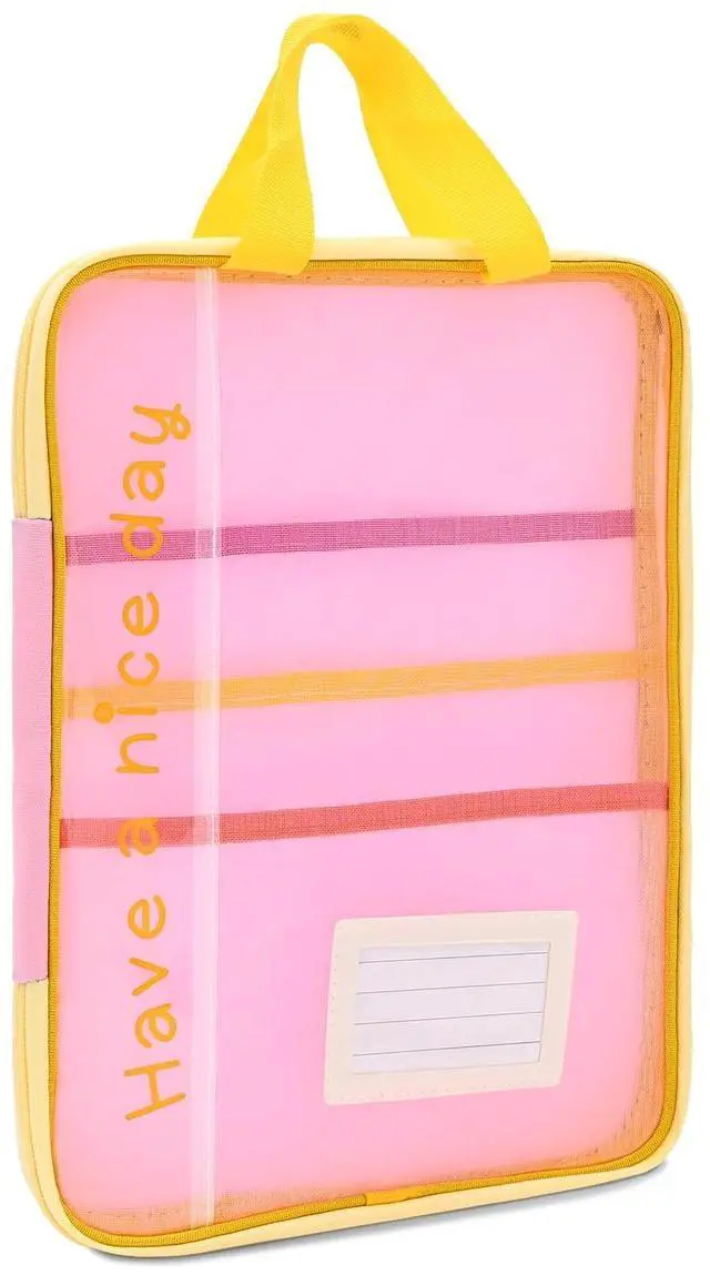 Main image of A4 Mesh Zipper Pouch Bags, Multi-Layer File Folder (Bright Yellow)