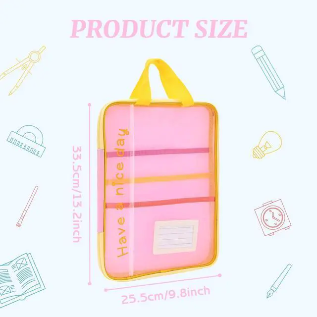 Alt view image 2 of 7 - A4 Mesh Zipper Pouch Bags, Multi-Layer File Folder (Bright Yellow)