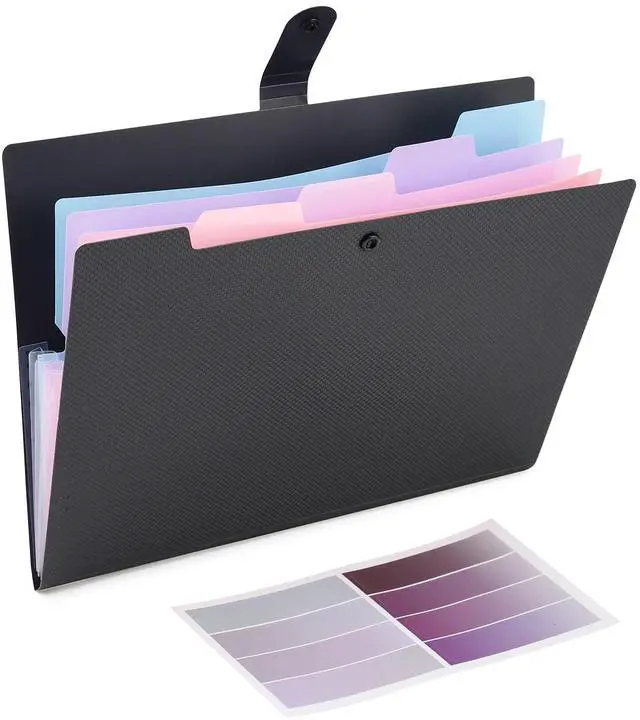 Main image of Expanding File Folder, 5 Pocket Cute Folders with Labels Letter Size Accordion File Organizer Portable Expandable File Folder For Documents Aesthetic Paper Organizer Folder for School Office