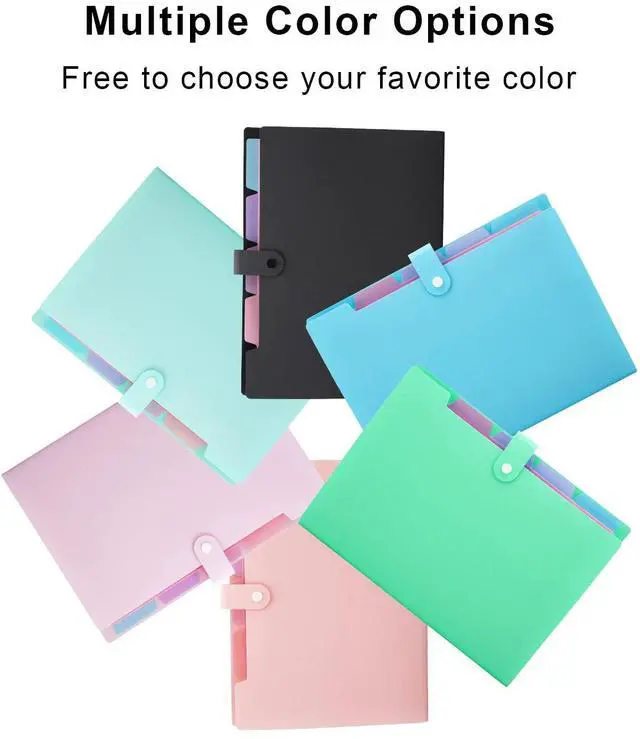 Alt view image 2 of 7 - Expanding File Folder, 5 Pocket Cute Folders with Labels Letter Size Accordion File Organizer Portable Expandable File Folder For Documents Aesthetic Paper Organizer Folder for School Office
