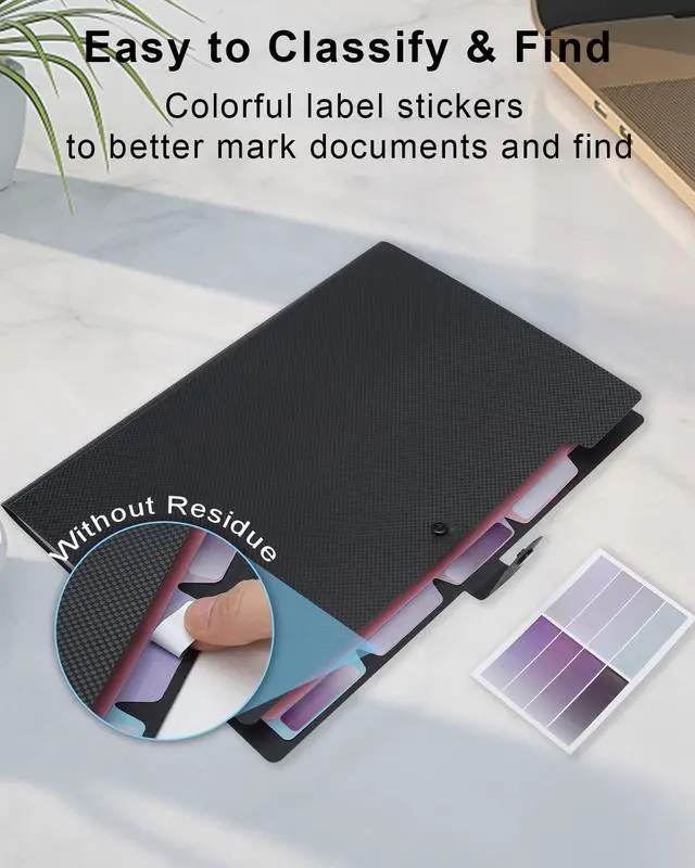 Alt view image 5 of 7 - Expanding File Folder, 5 Pocket Cute Folders with Labels Letter Size Accordion File Organizer Portable Expandable File Folder For Documents Aesthetic Paper Organizer Folder for School Office
