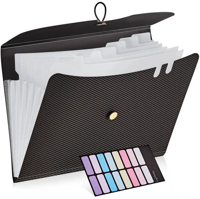 Main image of 7 Pockets Expanding File Folder, A4 Accordion folders, Black
